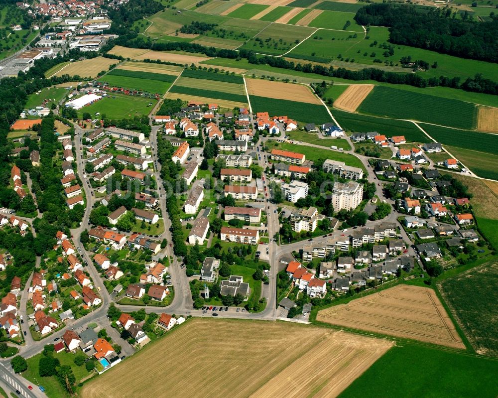 Luftaufnahme Manzen - Wohngebiet - Mischbebauung der Mehr- und Einfamilienhaussiedlung in Manzen im Bundesland Baden-Württemberg, Deutschland