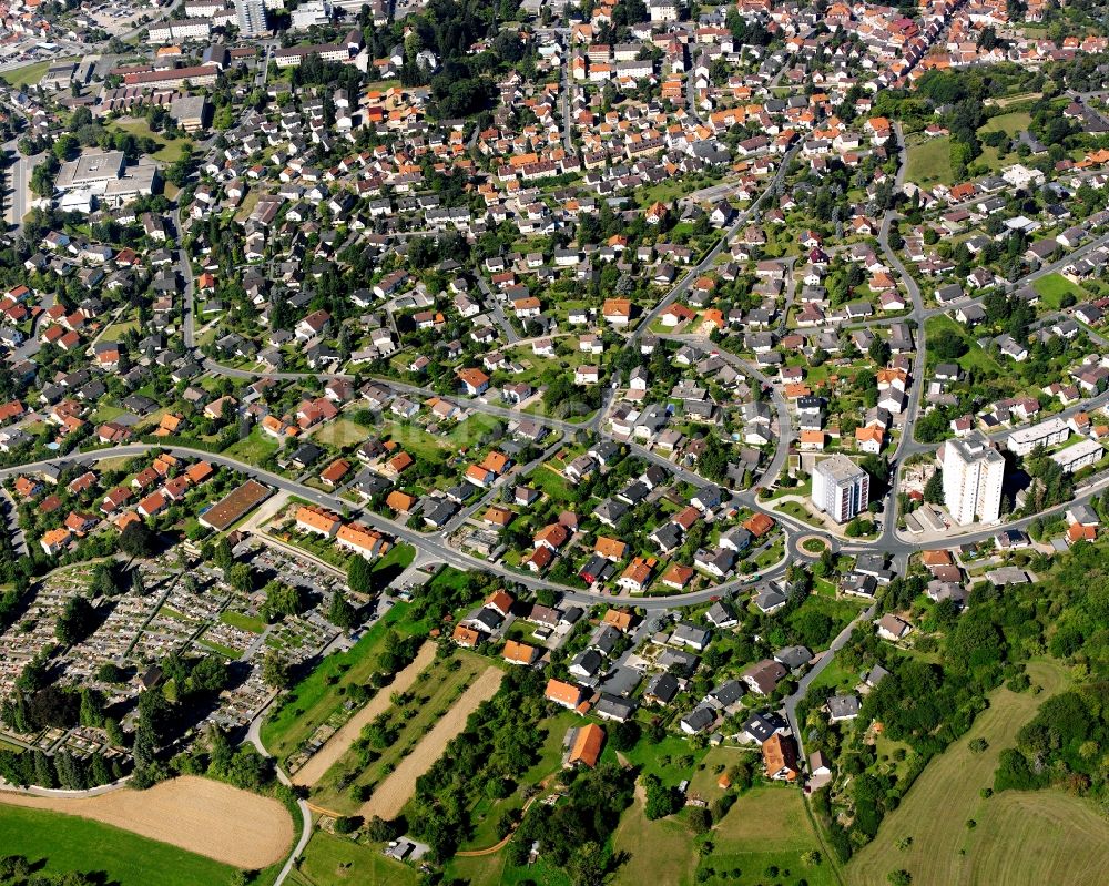 Michelstadt aus der Vogelperspektive: Wohngebiet - Mischbebauung der Mehr- und Einfamilienhaussiedlung in Michelstadt im Bundesland Hessen, Deutschland