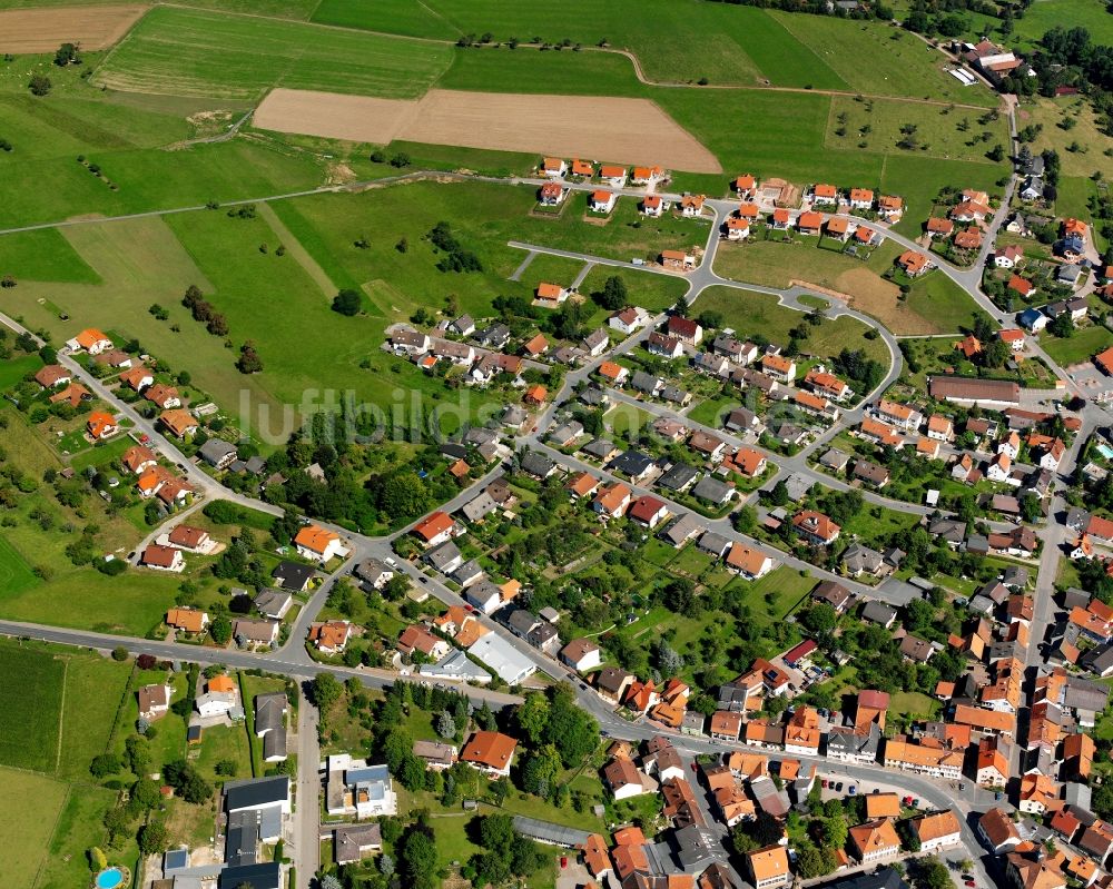 Luftaufnahme Oberzent - Wohngebiet - Mischbebauung der Mehr- und Einfamilienhaussiedlung in Oberzent im Bundesland Hessen, Deutschland