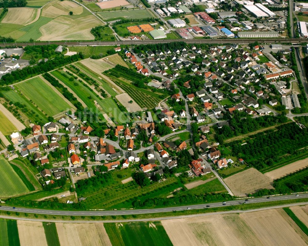 Luftbild Ottersweier - Wohngebiet - Mischbebauung der Mehr- und Einfamilienhaussiedlung in Ottersweier im Bundesland Baden-Württemberg, Deutschland