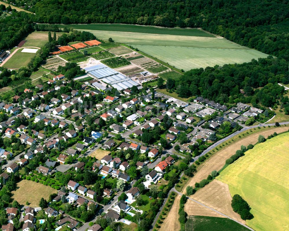 Luftaufnahme Rüppurr - Wohngebiet - Mischbebauung der Mehr- und Einfamilienhaussiedlung in Rüppurr im Bundesland Baden-Württemberg, Deutschland