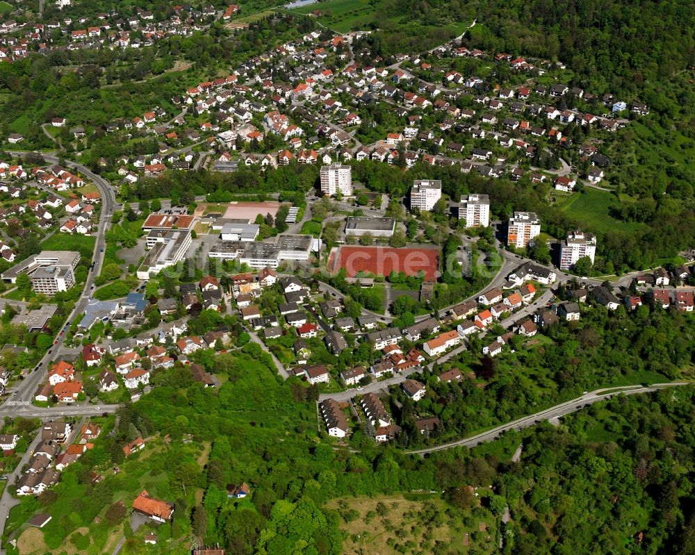 Schorndorf von oben - Wohngebiet - Mischbebauung der Mehr- und Einfamilienhaussiedlung in Schorndorf im Bundesland Baden-Württemberg, Deutschland