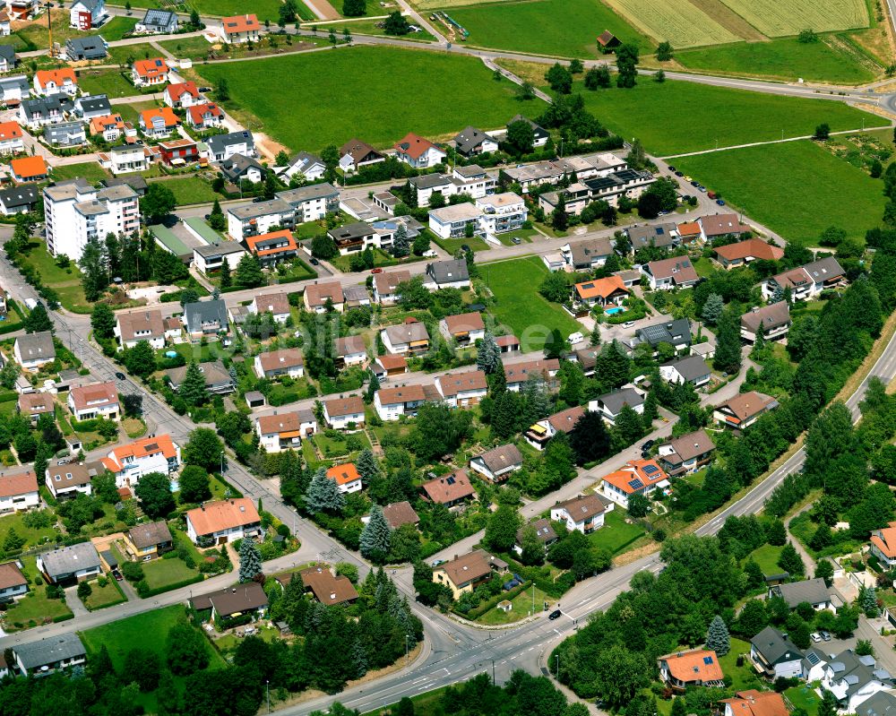 Luftaufnahme Sickenhausen - Wohngebiet - Mischbebauung der Mehr- und Einfamilienhaussiedlung in Sickenhausen im Bundesland Baden-Württemberg, Deutschland