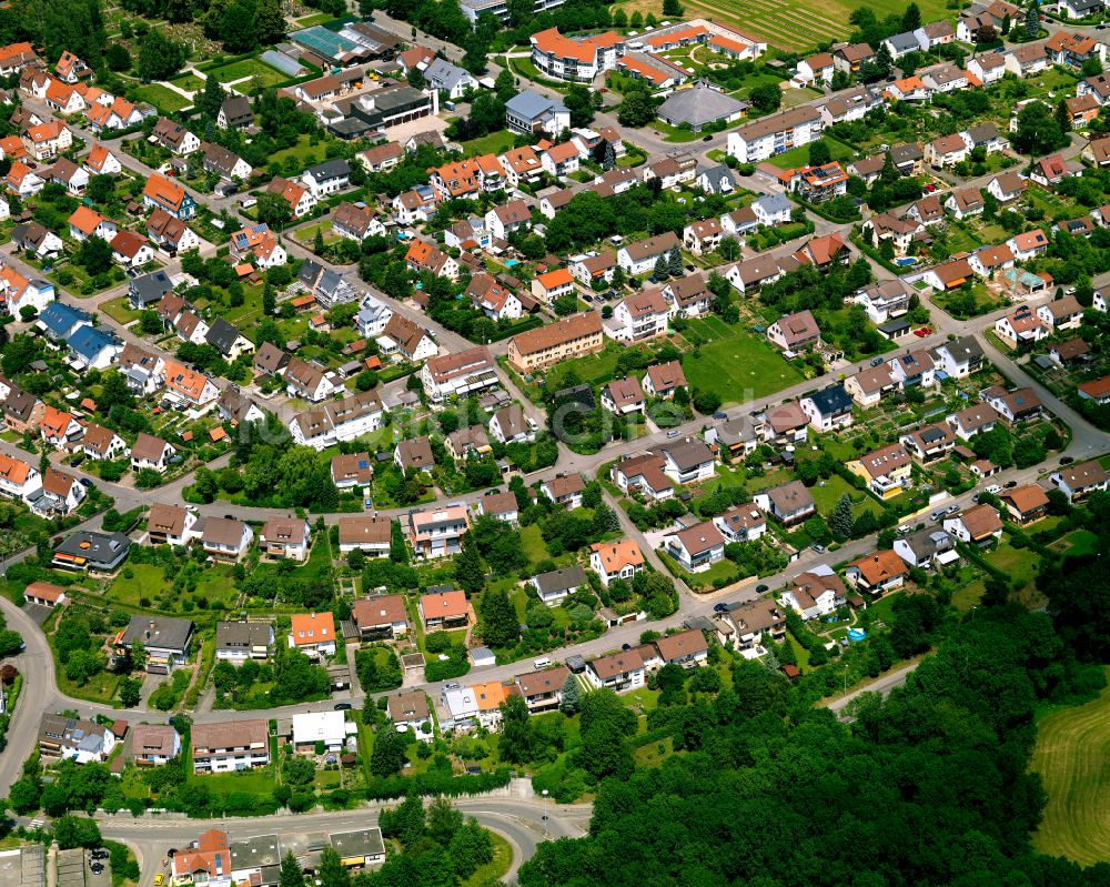 Sickenhausen von oben - Wohngebiet - Mischbebauung der Mehr- und Einfamilienhaussiedlung in Sickenhausen im Bundesland Baden-Württemberg, Deutschland