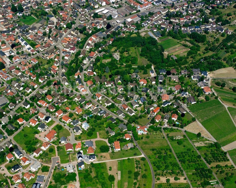 Luftbild Sinzheim - Wohngebiet - Mischbebauung der Mehr- und Einfamilienhaussiedlung in Sinzheim im Bundesland Baden-Württemberg, Deutschland