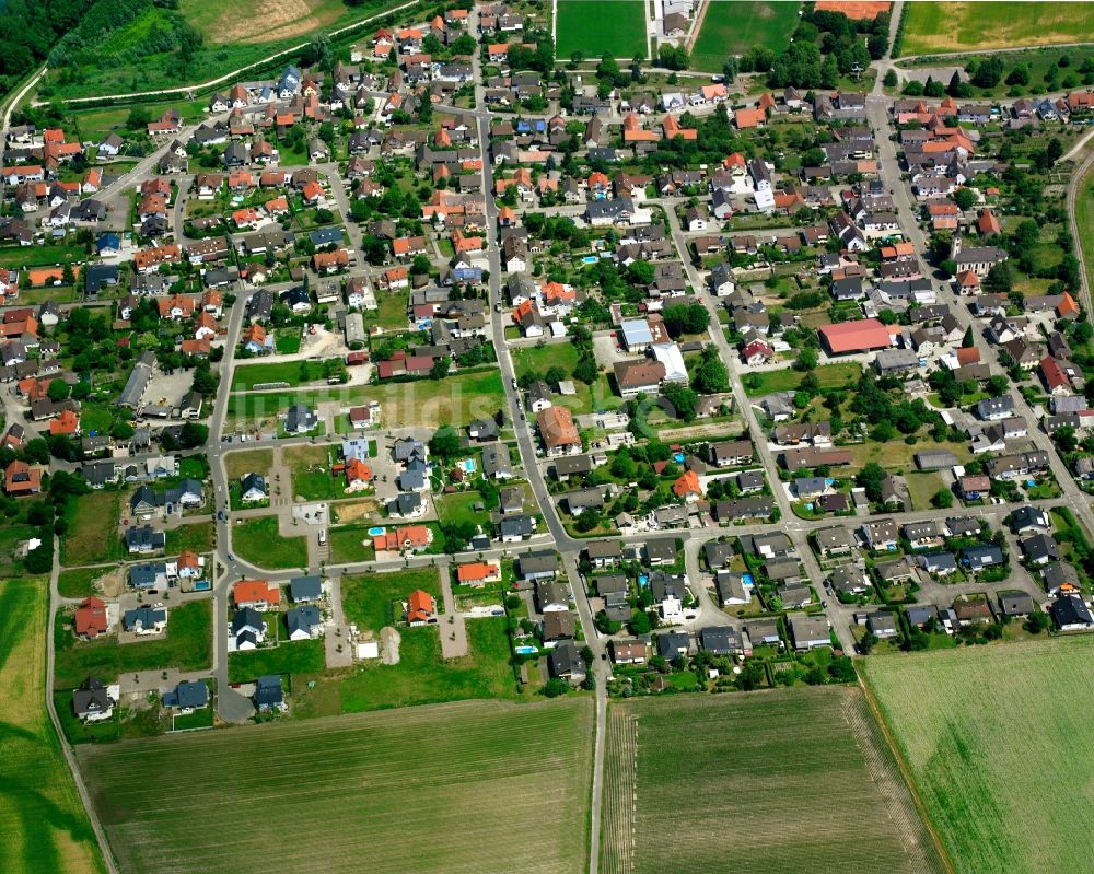 Söllingen von oben - Wohngebiet - Mischbebauung der Mehr- und Einfamilienhaussiedlung in Söllingen im Bundesland Baden-Württemberg, Deutschland