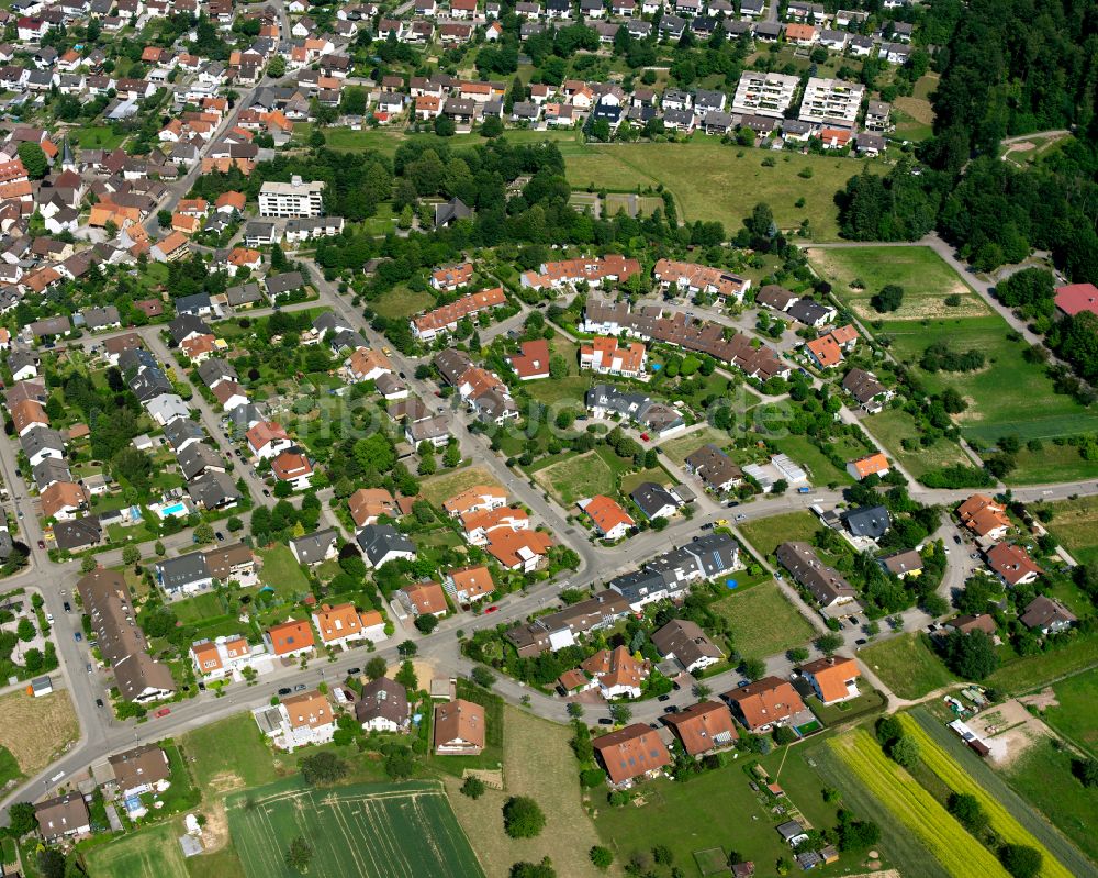 Luftbild Stupferich - Wohngebiet - Mischbebauung der Mehr- und Einfamilienhaussiedlung in Stupferich im Bundesland Baden-Württemberg, Deutschland