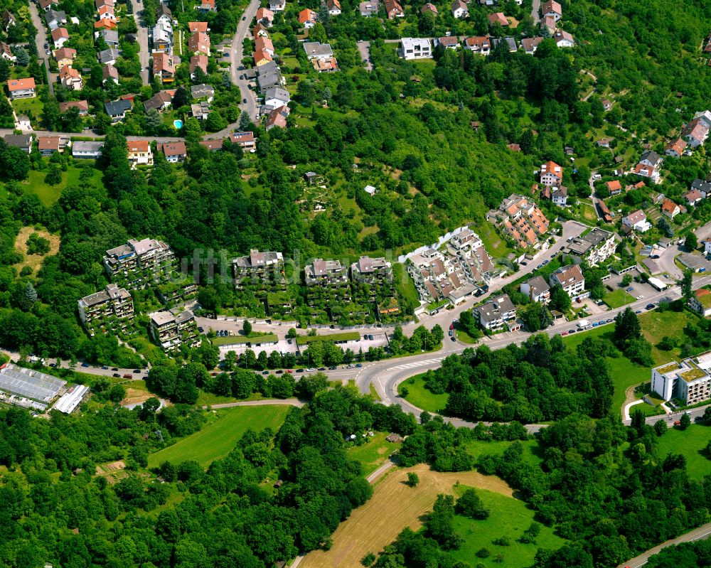 Luftbild Tübingen - Wohngebiet - Mischbebauung der Mehr- und Einfamilienhaussiedlung in Tübingen im Bundesland Baden-Württemberg, Deutschland