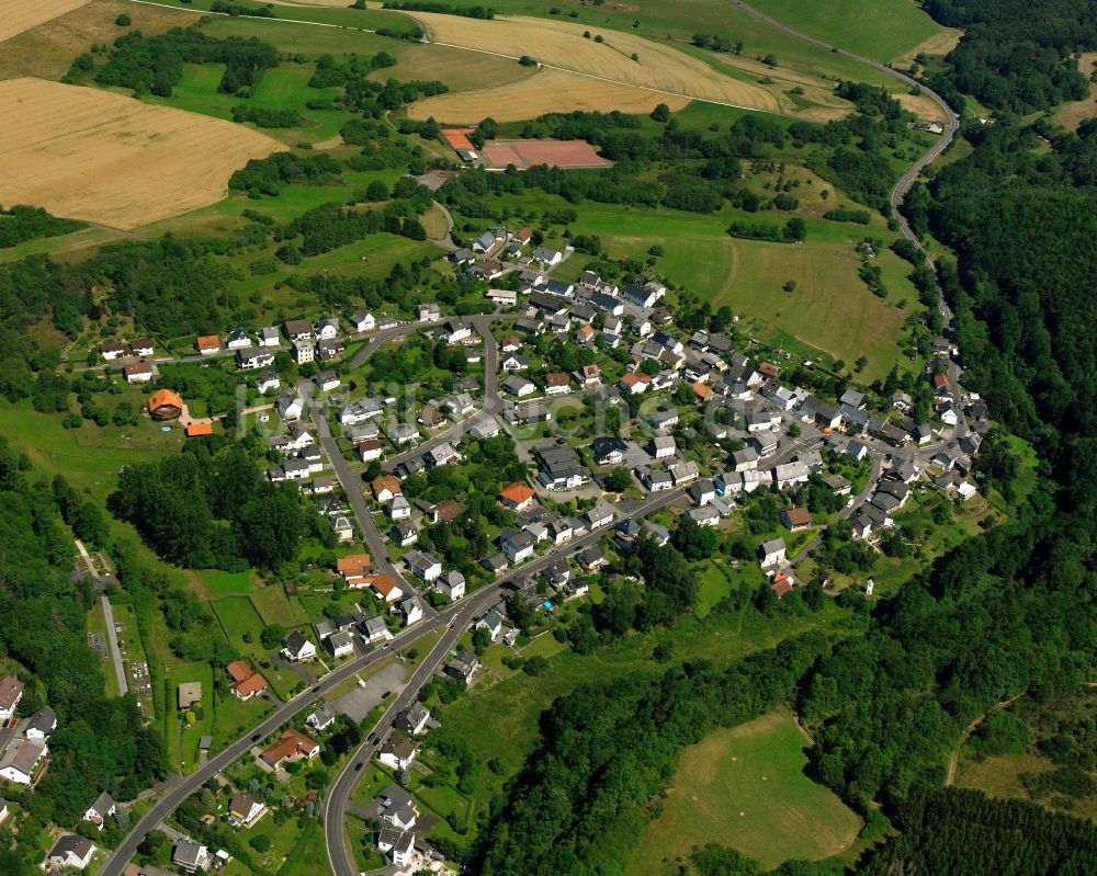 Vollmersbach von oben - Wohngebiet - Mischbebauung der Mehr- und Einfamilienhaussiedlung in Vollmersbach im Bundesland Rheinland-Pfalz, Deutschland