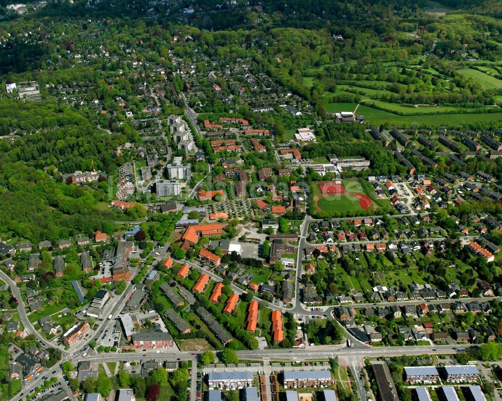 Luftaufnahme Wentorf - Wohngebiet - Mischbebauung der Mehr- und Einfamilienhaussiedlung in Wentorf im Bundesland Schleswig-Holstein, Deutschland