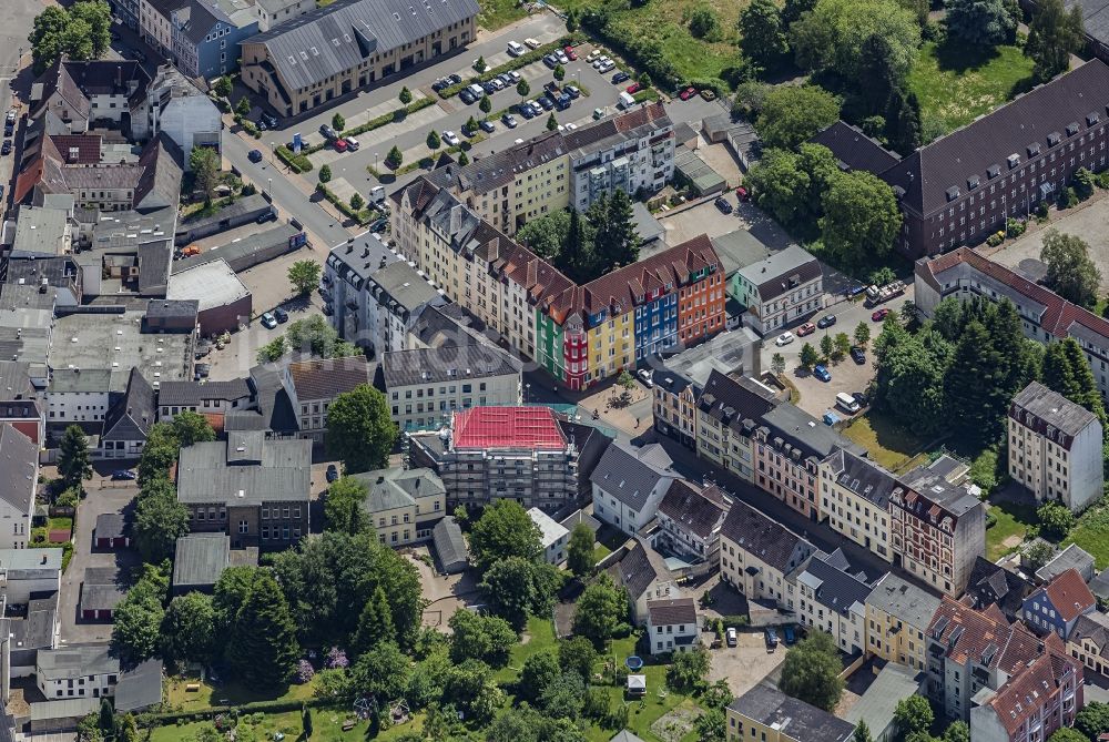 Flensburg von oben - Wohngebiet - Mischbebauung der Mehrhaussiedlung an der Harrisleer Straße in Flensburg im Bundesland Schleswig-Holstein, Deutschland