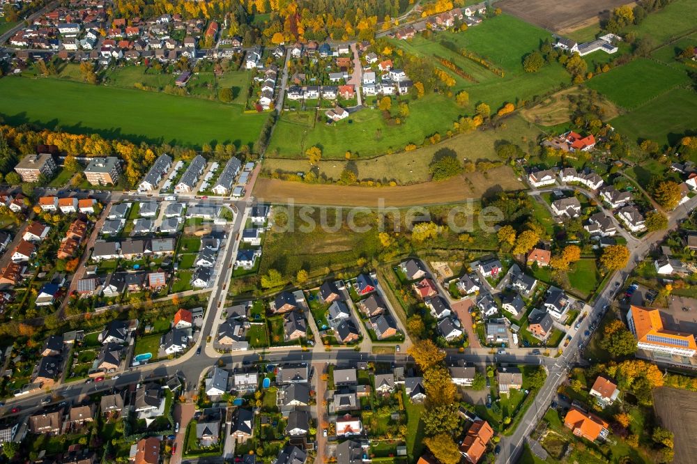 Hamm von oben - Wohngebiet und Neubaugebiet Grüner Winkel im herbstlichen Stadtteil Braam-Ostwennemar in Hamm im Bundesland Nordrhein-Westfalen