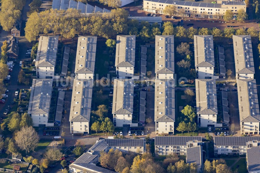 Bottrop aus der Vogelperspektive: Wohngebiet einer Reihenhaus- Siedlung in Bottrop im Bundesland Nordrhein-Westfalen, Deutschland