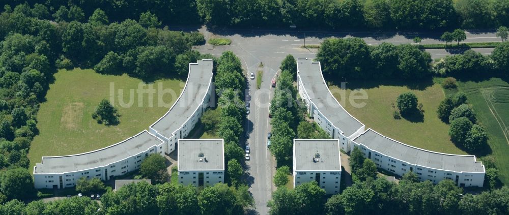 Dortmund aus der Vogelperspektive: Wohngebiet einer Reihenhaus- Siedlung in Dortmund im Bundesland Nordrhein-Westfalen