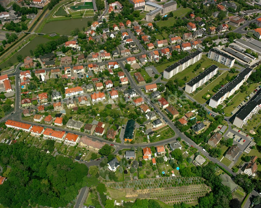 Großenhain von oben - Wohngebiet einer Reihenhaus- Siedlung in Großenhain im Bundesland Sachsen, Deutschland