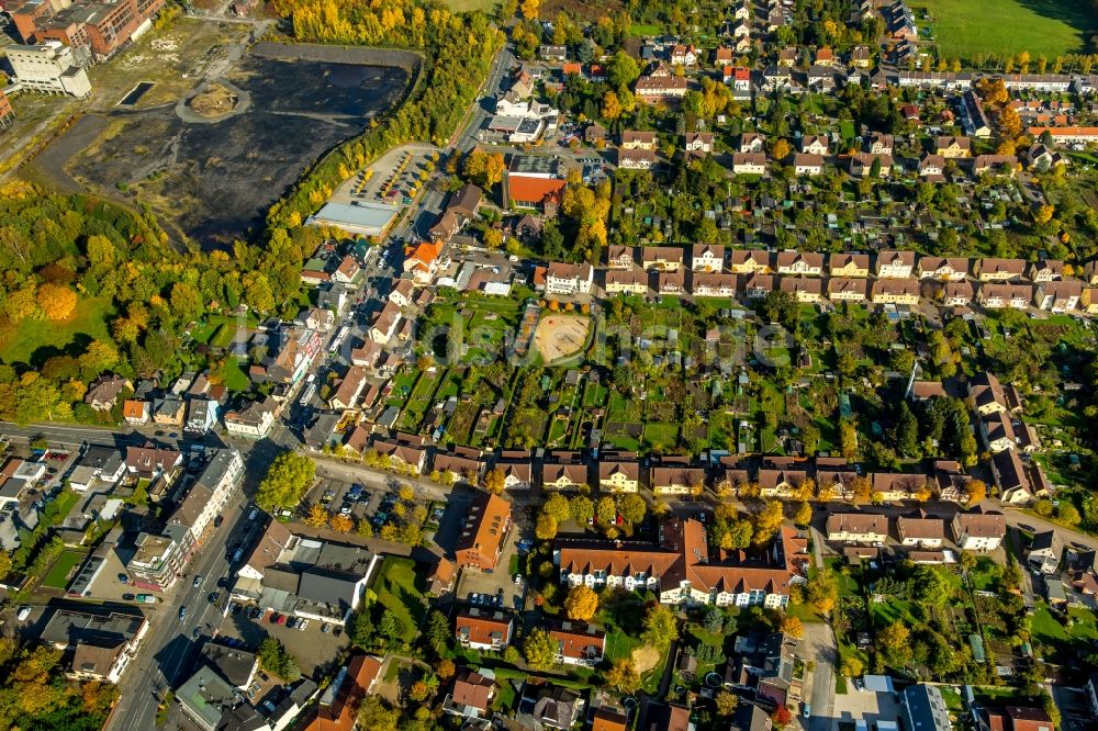 Hamm aus der Vogelperspektive: Wohngebiet einer Reihenhaus- Siedlung in Hamm im Bundesland Nordrhein-Westfalen