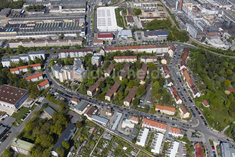 Luftbild Nürnberg - Wohngebiet einer Reihenhaus- Siedlung Ingolstädter Straße - Nerzstraße in Nürnberg im Bundesland Bayern, Deutschland