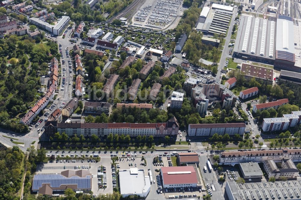 Luftaufnahme Nürnberg - Wohngebiet einer Reihenhaus- Siedlung Ingolstädter Straße - Nerzstraße in Nürnberg im Bundesland Bayern, Deutschland