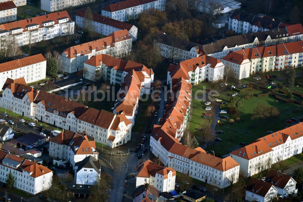 Luftaufnahme Leipzig - Wohngebiet einer Reihenhaus- Siedlung Klingerstraße - Wasserturmstraße in Leipzig im Bundesland Sachsen