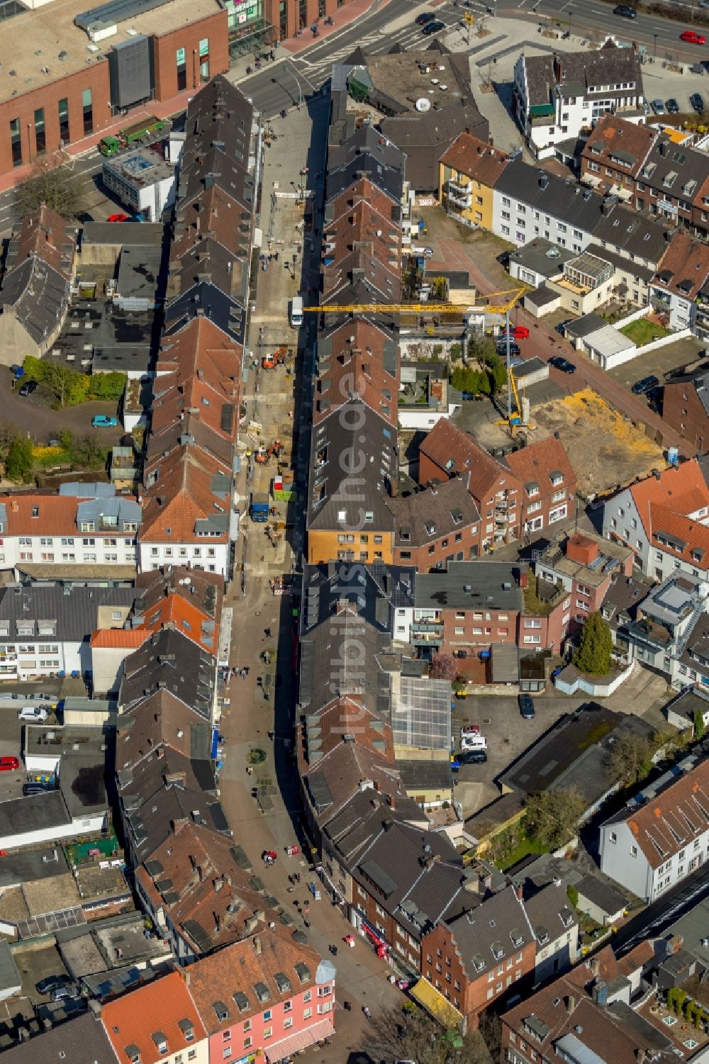 Luftbild Dorsten - Wohngebiet einer Reihenhaus- Siedlung Lippestraße in Dorsten im Bundesland Nordrhein-Westfalen, Deutschland