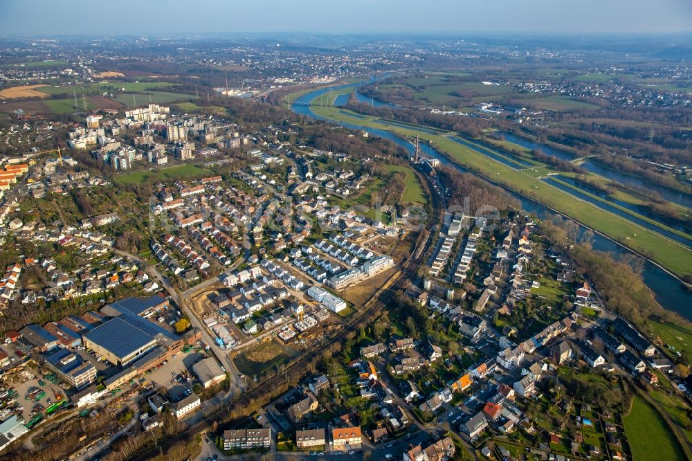 Luftaufnahme Essen - Wohngebiet einer Reihenhaus- Siedlung am Neubaugebiet Breloher Steig in Essen im Bundesland Nordrhein-Westfalen