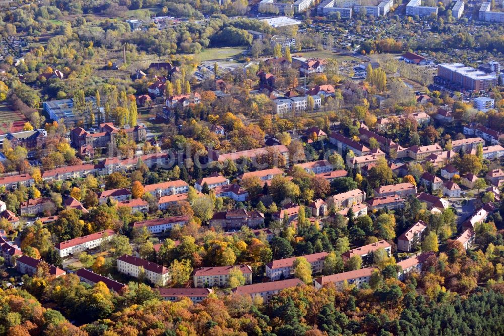 Luftbild Potsdam - Wohngebiet einer Reihenhaus- Siedlung im Ortsteil Potsdam Süd in Potsdam im Bundesland Brandenburg, Deutschland