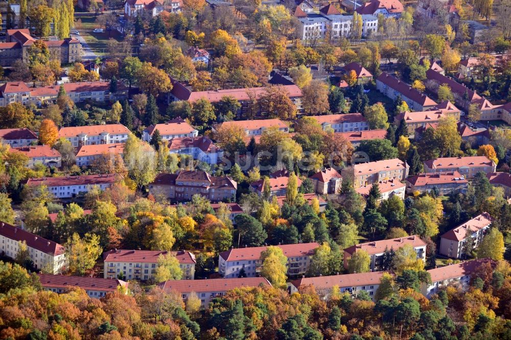 Luftbild Potsdam - Wohngebiet einer Reihenhaus- Siedlung im Ortsteil Potsdam Süd in Potsdam im Bundesland Brandenburg, Deutschland