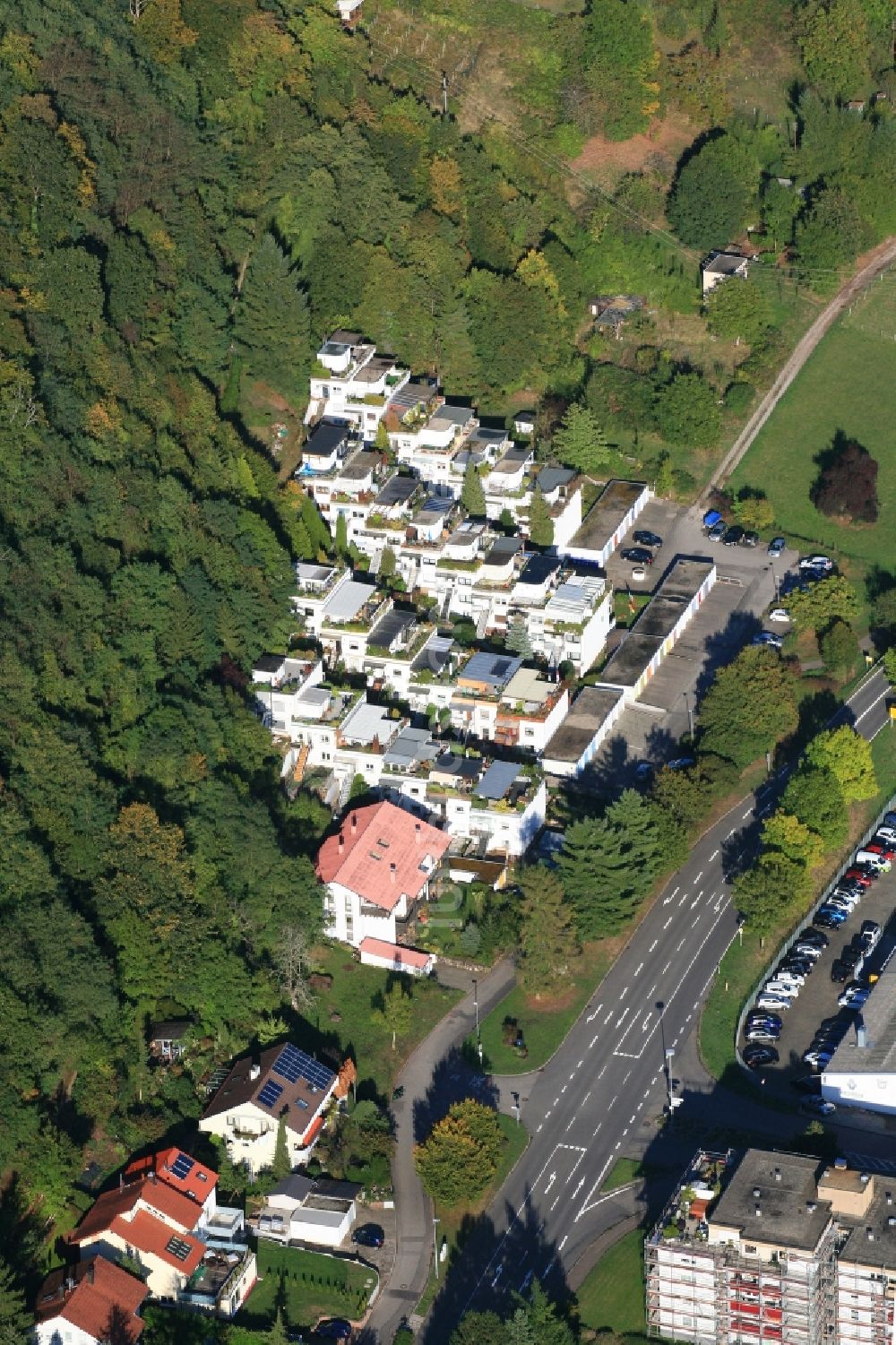 Rheinfelden (Baden) aus der Vogelperspektive: Wohngebiet einer Reihenhaus- Siedlung in Rheinfelden (Baden) im Bundesland Baden-Württemberg