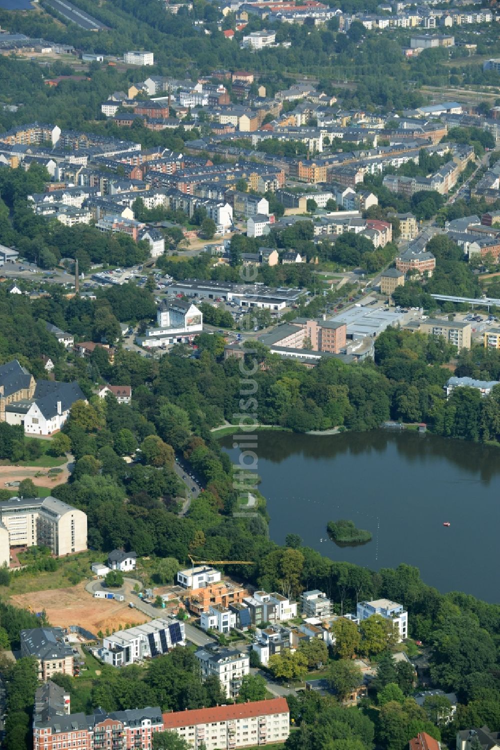 Luftbild Chemnitz - Wohngebiet Am Schloßteich der Einfamilienhaus- Siedlung Salzstraße - Abteiweg in Chemnitz im Bundesland Sachsen