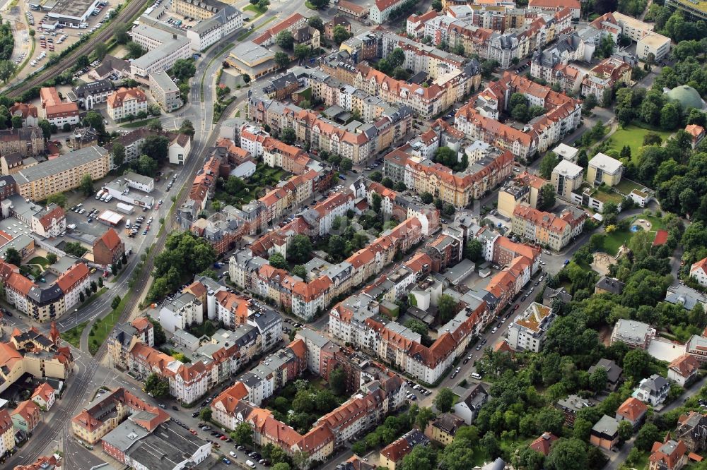 Luftbild Jena - Wohngebiet Sophienstraße - Am Planetarium in Jena im Bundesland Thüringen