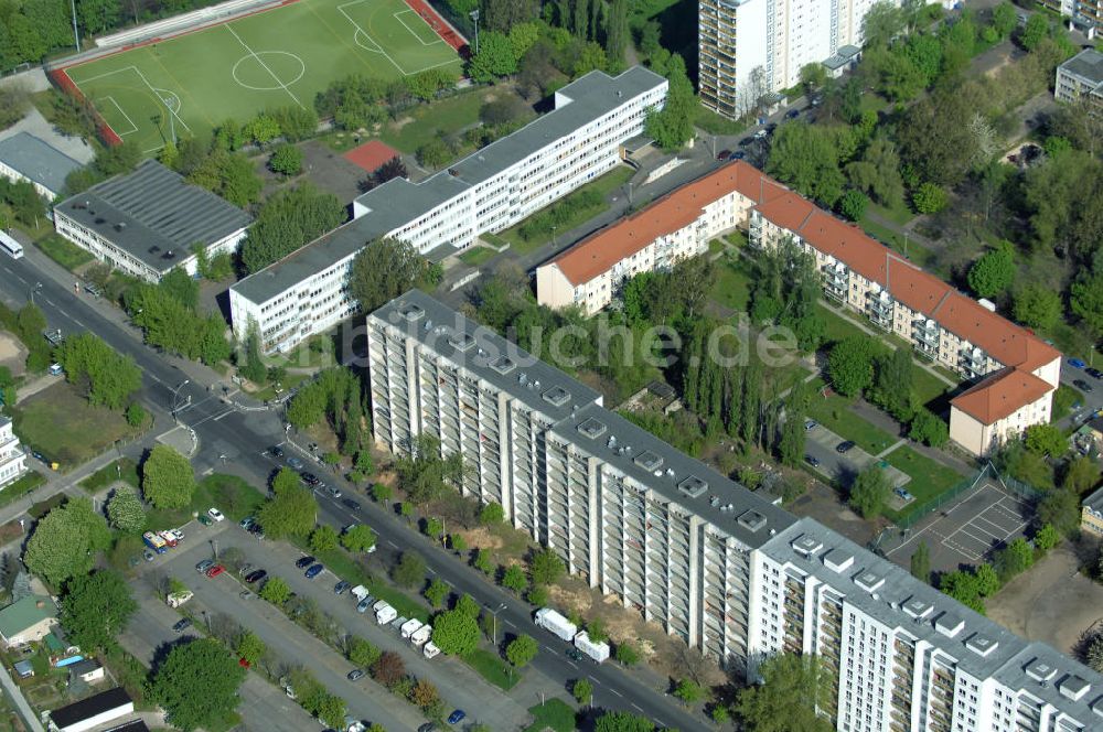 Luftaufnahme Berlin - Wohngebiet an der Storkower Strasse, Alfred-Jung-Strasse und Paul-Junius-Strasse in Berlin-Lichtenberg