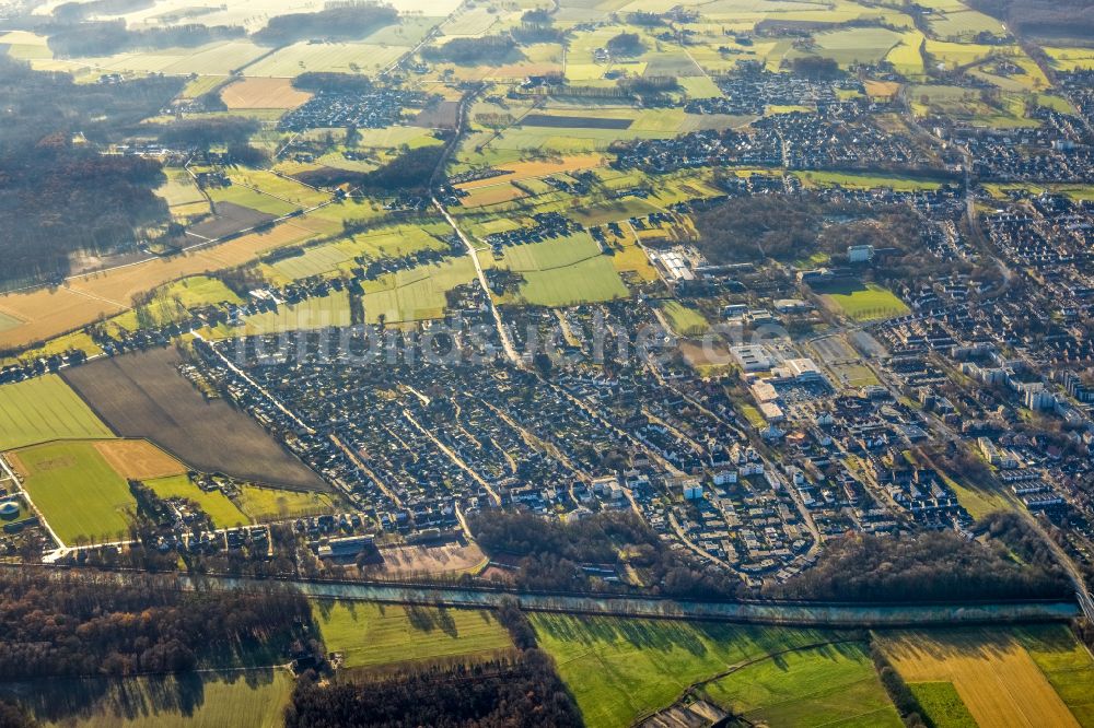 Hamm aus der Vogelperspektive: Wohngebiet am Waldrand Maximilianssiedlung in Hamm im Bundesland Nordrhein-Westfalen, Deutschland