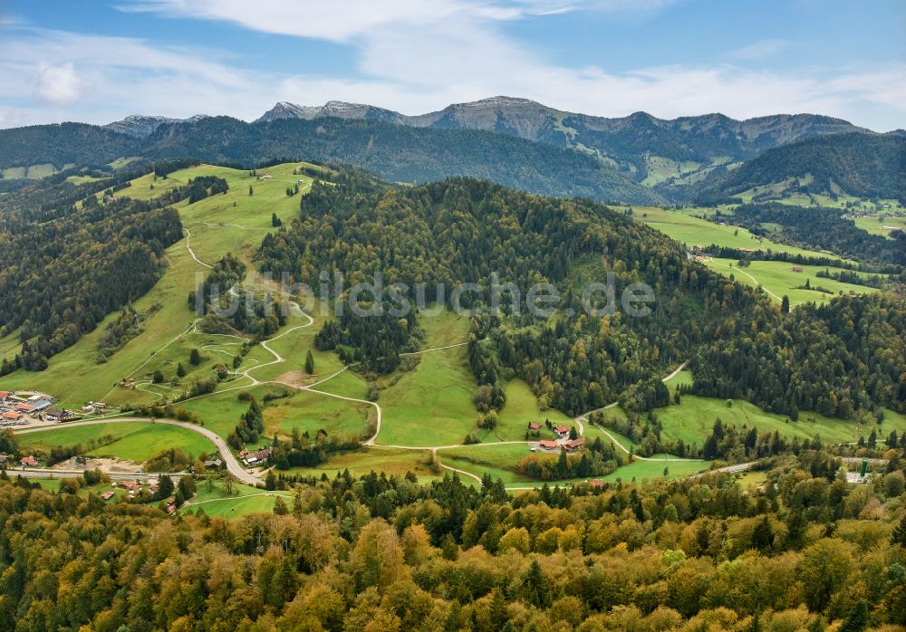 Luftbild Oberstaufen - Wohngebiet am Waldrand in Oberstaufen im Bundesland Bayern, Deutschland