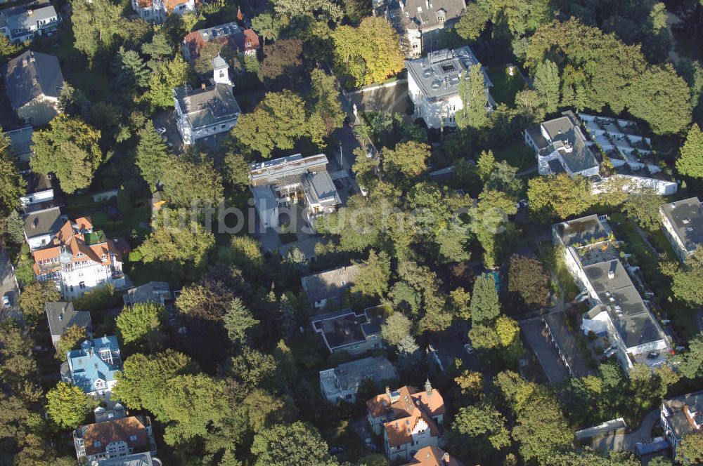 Berlin aus der Vogelperspektive: Wohngebiet an der Winklerstrasse / Trabener Strasse in Berlin-Grunewald am Dianasee