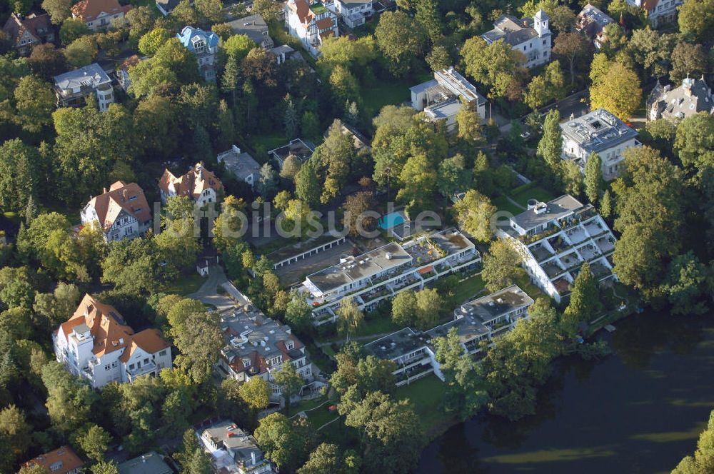 Luftbild Berlin - Wohngebiet an der Winklerstrasse / Trabener Strasse in Berlin-Grunewald am Dianasee