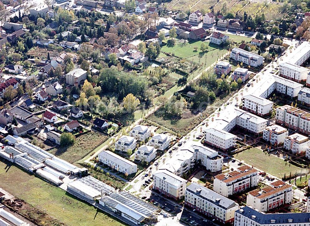 Luftbild Berlin-Pankow - Wohngebiet zwischen Gartenstraße und Kalvinistenweg in Buchholz (Bezirk Berlin-Pankow).