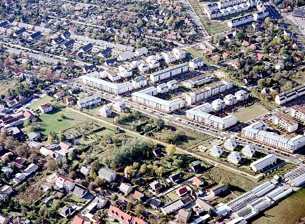 Berlin-Pankow aus der Vogelperspektive: Wohngebiet zwischen Gartenstraße und Kalvinistenweg in Buchholz (Bezirk Berlin-Pankow).