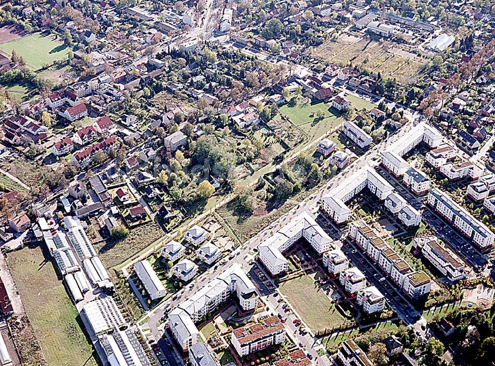 Luftaufnahme Berlin-Pankow - Wohngebiet zwischen Gartenstraße und Kalvinistenweg in Buchholz (Bezirk Berlin-Pankow).