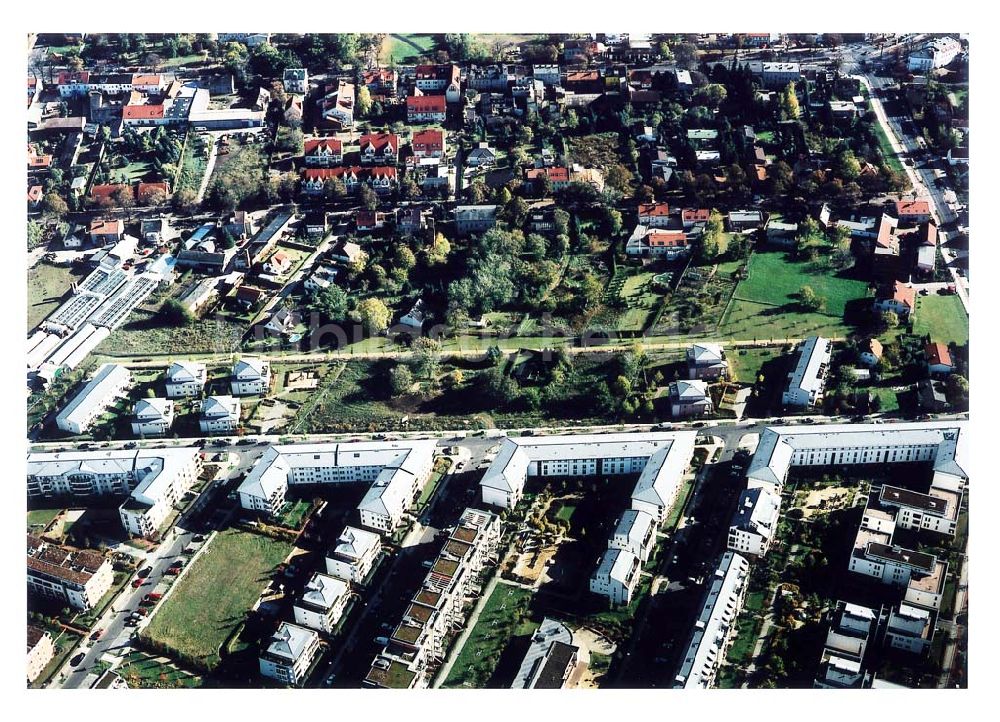 Berlin-Pankow von oben - Wohngebiet zwischen Gartenstraße und Kalvinistenweg in Buchholz (Bezirk Berlin-Pankow).