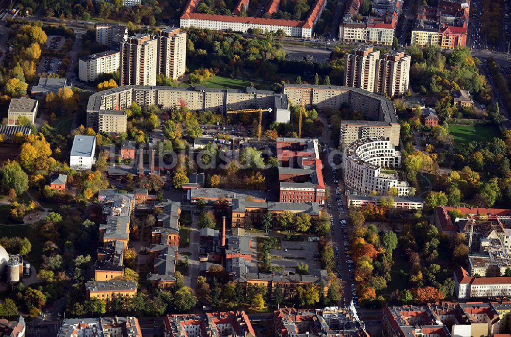 Berlin von oben - Wohngebiet zwischen Prenzlauer Allee und Greifswalder Straße mit Neubau der Wohnanalage Ella in Berlin - Prenzlauer Berg