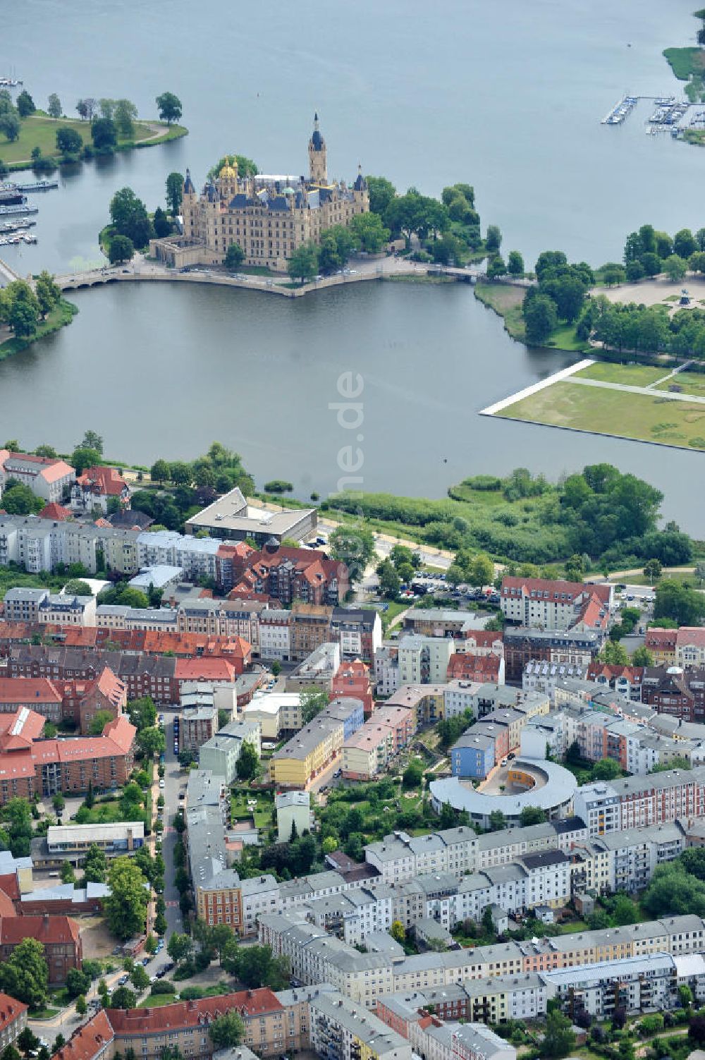 Luftbild Schwerin - Wohngebiete Gartenstraße, Schäferstraße, Töpferberg und Gartenhöhe in Schwerin