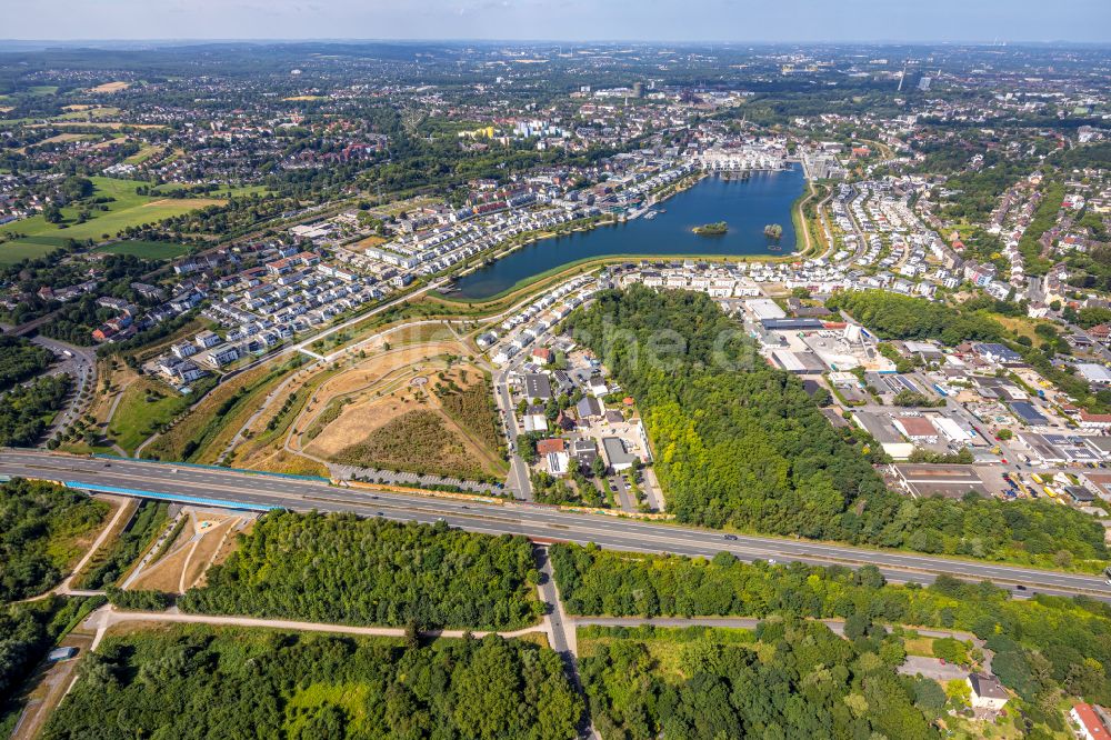 Dortmund von oben - Wohngebiete am Phoenix See in Dortmund im Bundesland Nordrhein-Westfalen