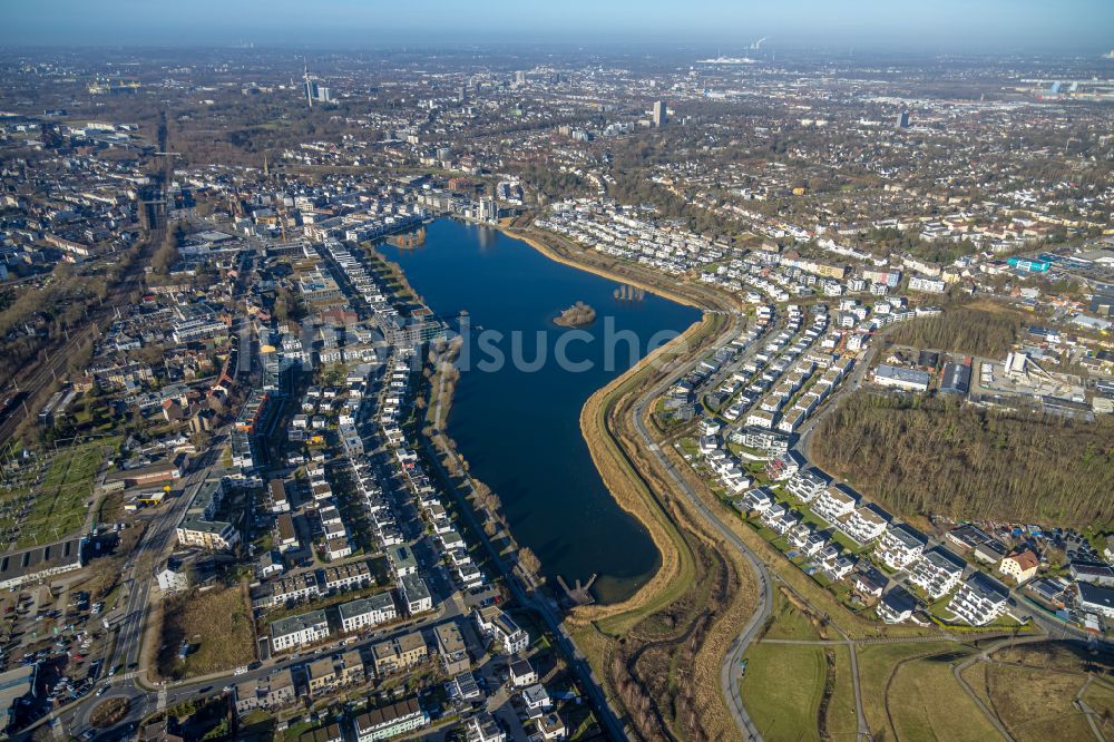 Dortmund von oben - Wohngebiete am Phoenix See in Dortmund im Bundesland Nordrhein-Westfalen