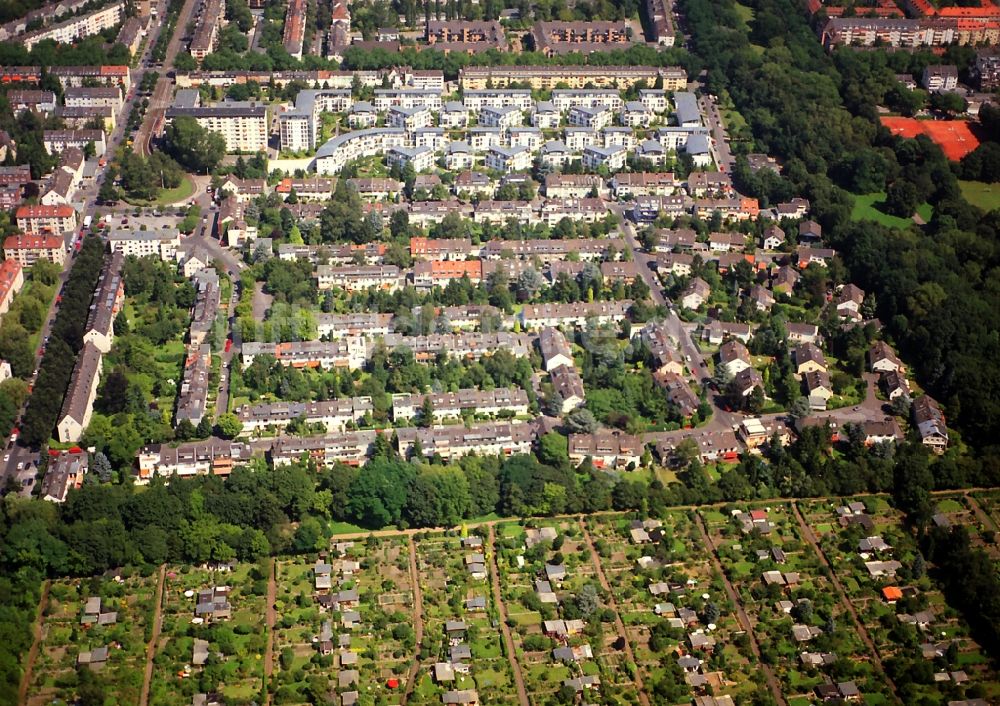 Luftaufnahme Köln - Wohngebiete und Siedlungen in Sülz und Kletterrose in Köln im Bundesland Nordrhein-Westfalen