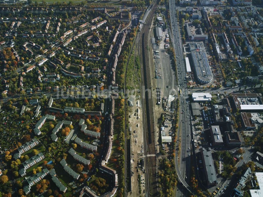 Luftaufnahme Berlin - Wohngebiets- Siedlung entlang der Boelckestraße - Hoeppnerstraße in Berlin