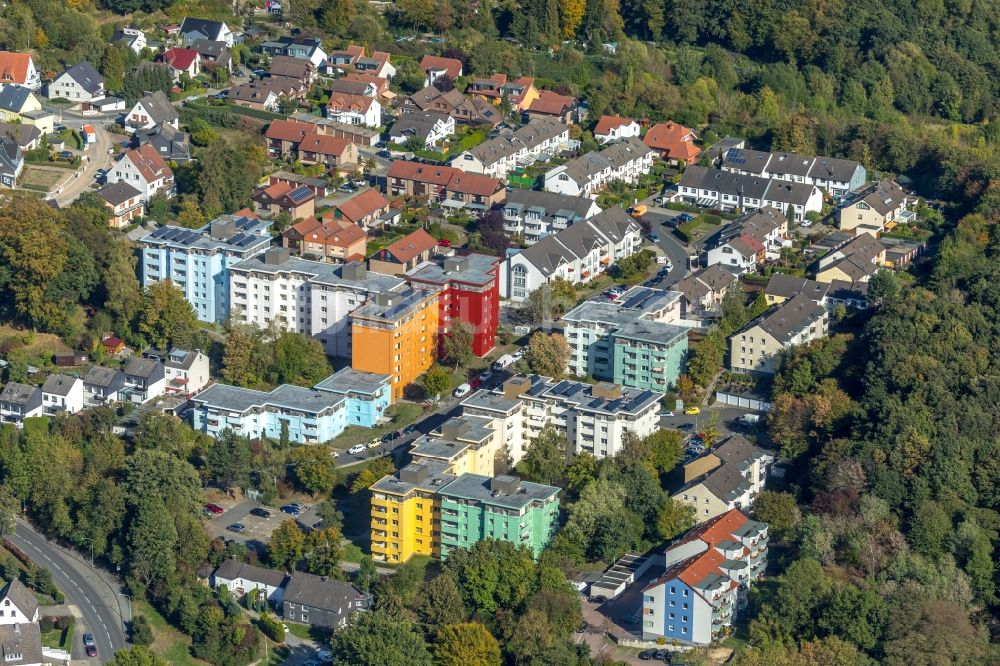 Luftbild Hagen - Wohngebiets- Siedlung entlang der Höxterstraße in Hagen im Bundesland Nordrhein-Westfalen, Deutschland