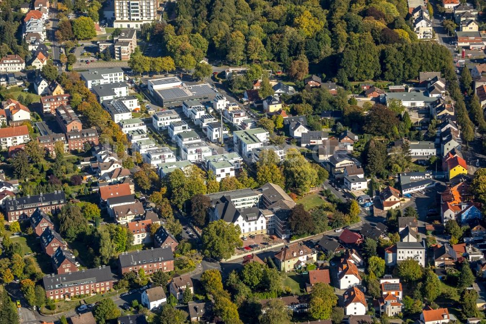 Unna aus der Vogelperspektive: Wohngebiets- Siedlung entlang der Mühlenstraße - Mozartstraße - Weberstraße in Unna im Bundesland Nordrhein-Westfalen, Deutschland