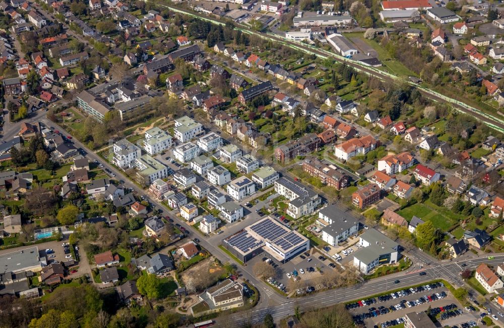 Luftaufnahme Unna - Wohngebiets- Siedlung entlang der Mühlenstraße - Mozartstraße - Weberstraße in Unna im Bundesland Nordrhein-Westfalen, Deutschland