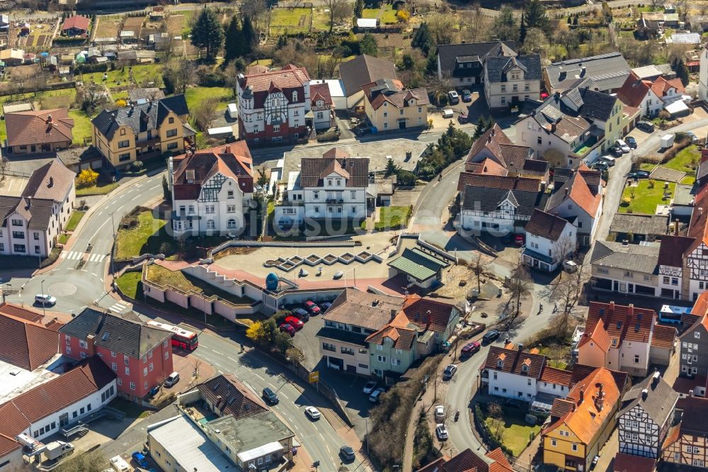 Luftaufnahme Bad Wildungen - Wohngebiets- Siedlung entlang der Waldschmidtstraße in Bad Wildungen im Bundesland Hessen, Deutschland