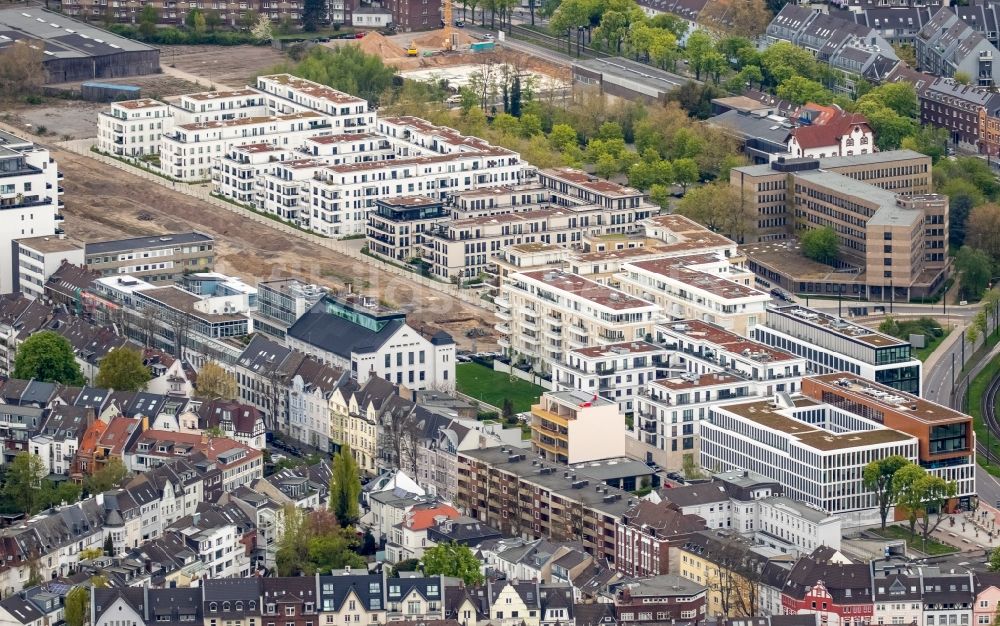 Luftaufnahme Düsseldorf - Wohngebiets- Siedlung mit Mehrfamilienhäusern Belsenpark am Greifweg im Stadtteil Oberkassel in Düsseldorf im Bundesland Nordrhein-Westfalen